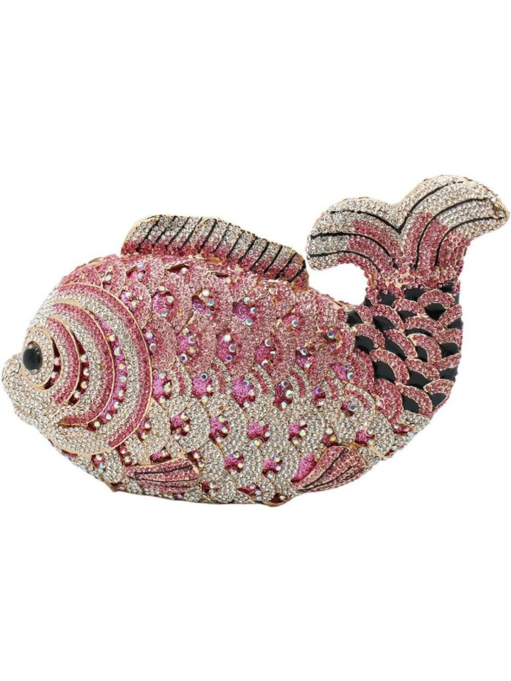 Sparkling Mini Fish Clutch Purse with Rhinestones for Wedding & Party Events